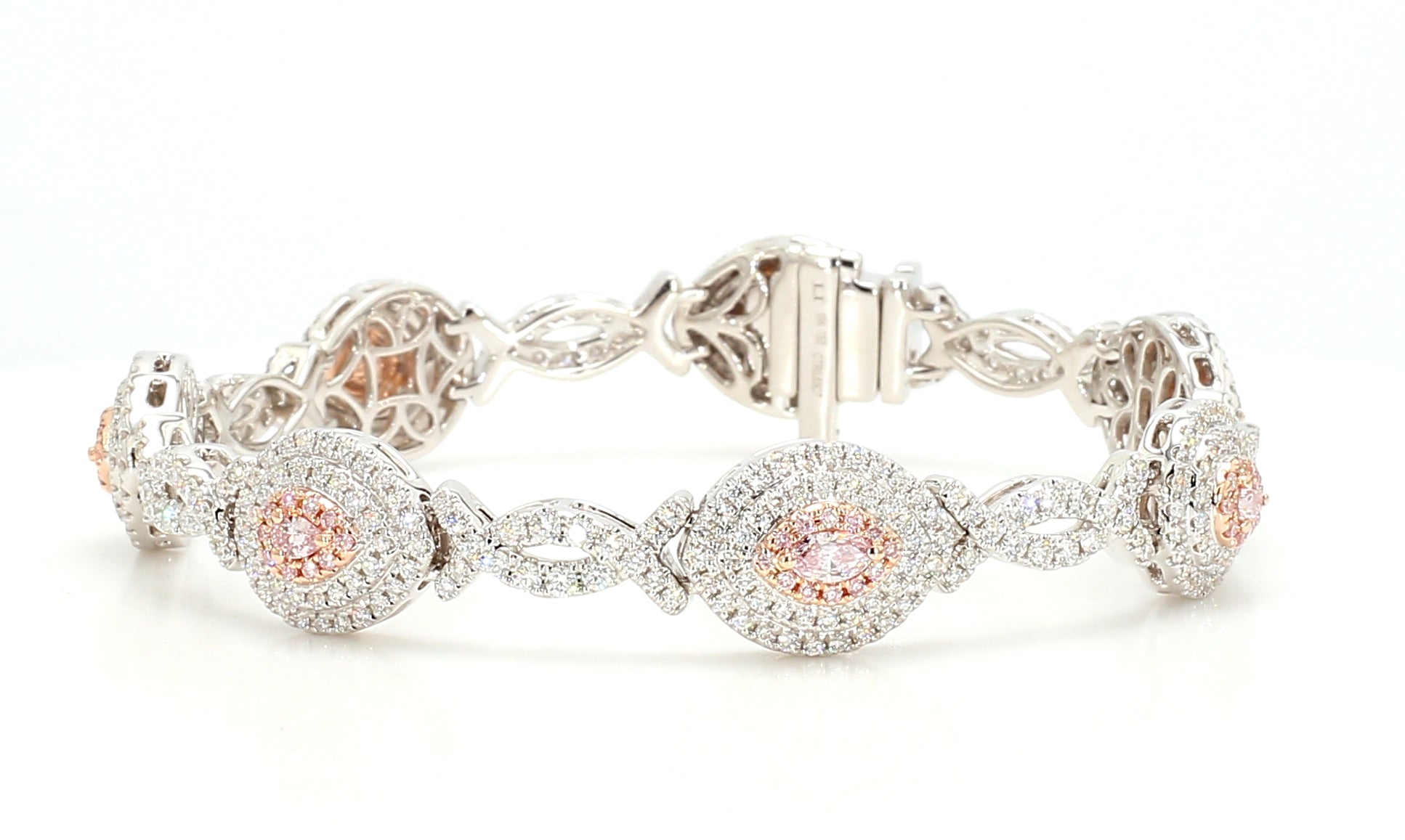 Natural Pink Marquise Diamond Bracelet Gia Certified