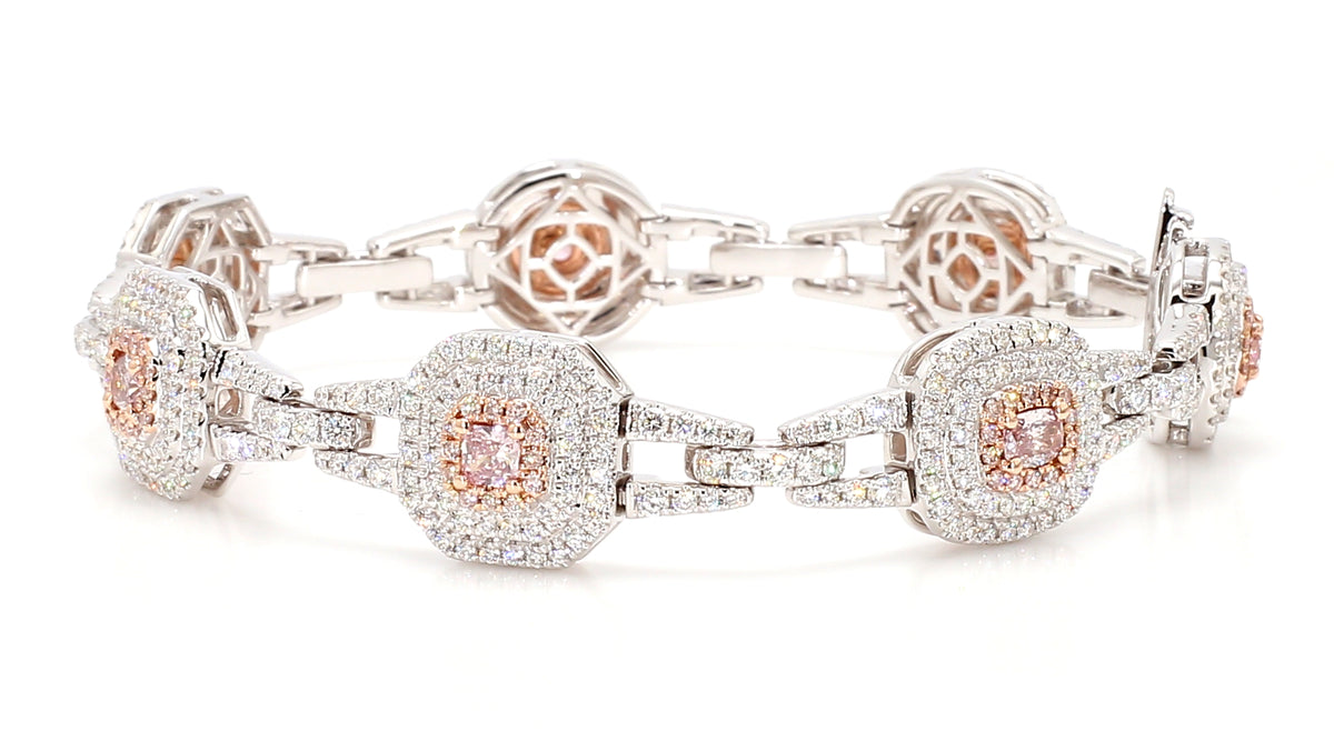 Natural Orange Cushion Diamond Bracelet | GIA Certified