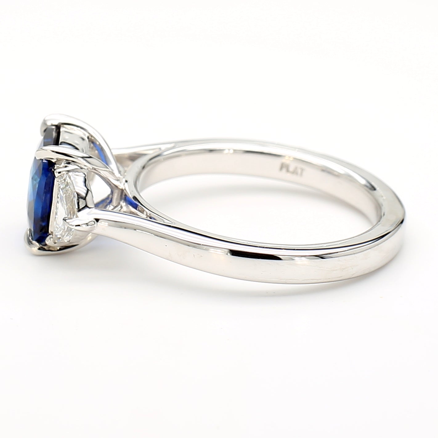 Natural Blue Cushion Sapphire & White Diamond Ring GIA Certified product image 3