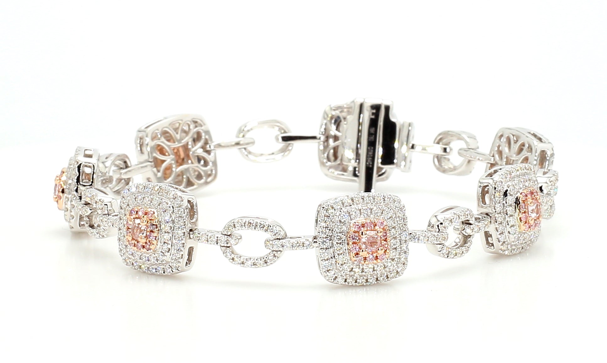 Natural Pink Cushion Diamond Bracelet Gia Certified
