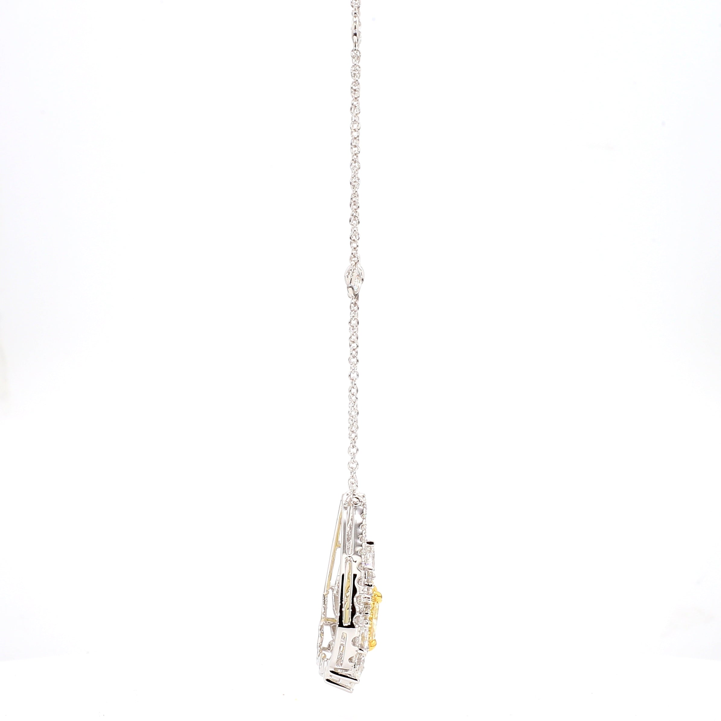 Natural Yellow Radiant Diamond Necklace Gia Certified