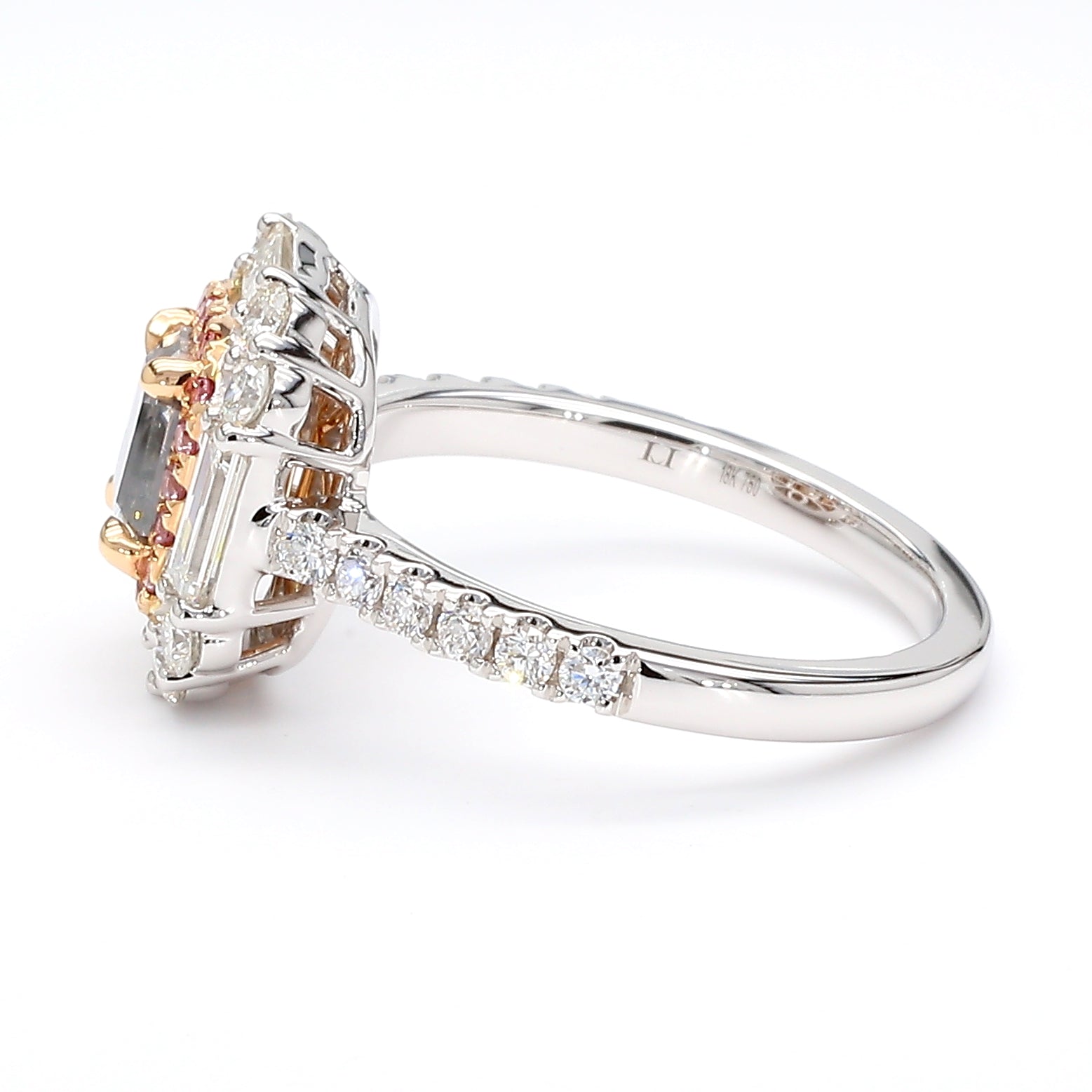 Natural Gray Emerald Diamond Ring Gia Certified