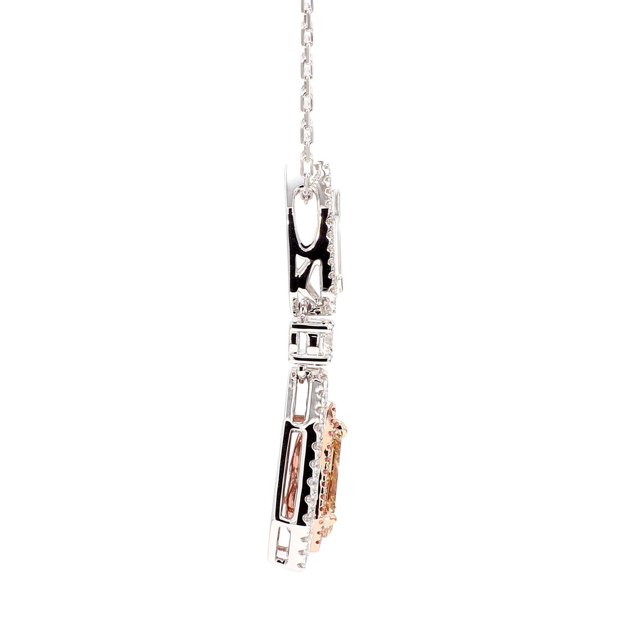 Natural Yellow Shield Diamond Necklace Gia CERTIFIED