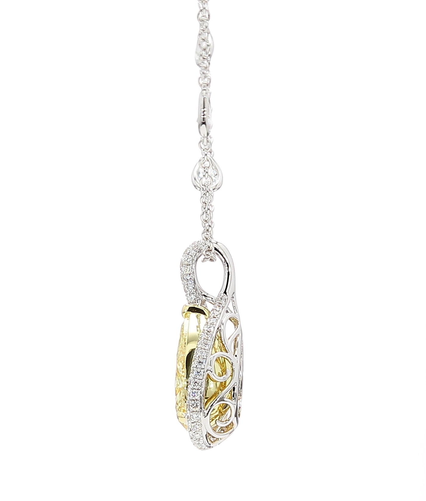 Natural Yellow Pear Diamond Necklace Gia Certified