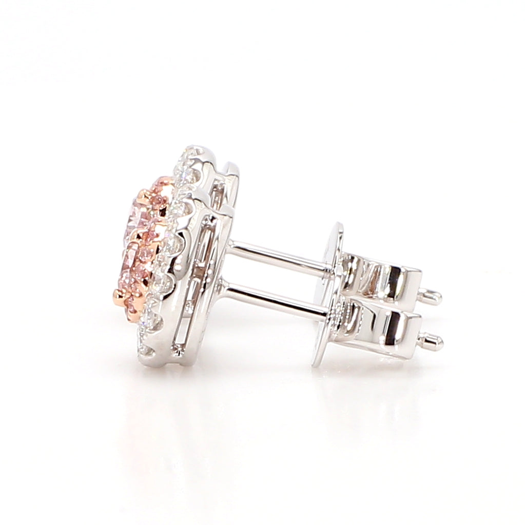 Natural Pink Heart Diamond Earring | GIA Certified