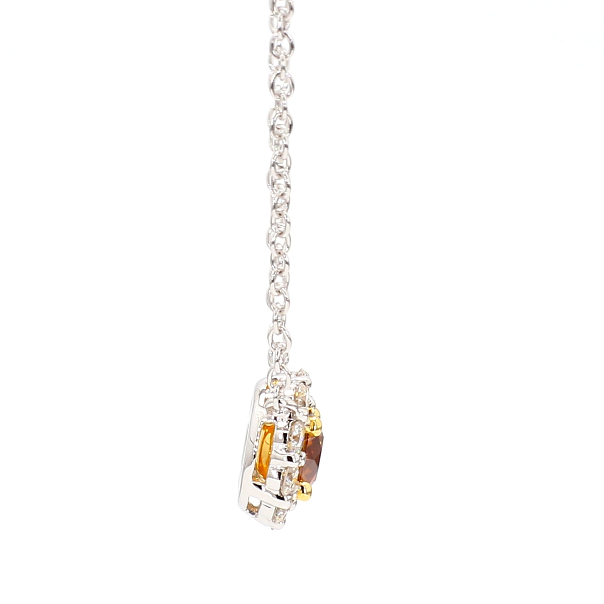 Natural Orange Round Diamond Necklace | GIA Certified