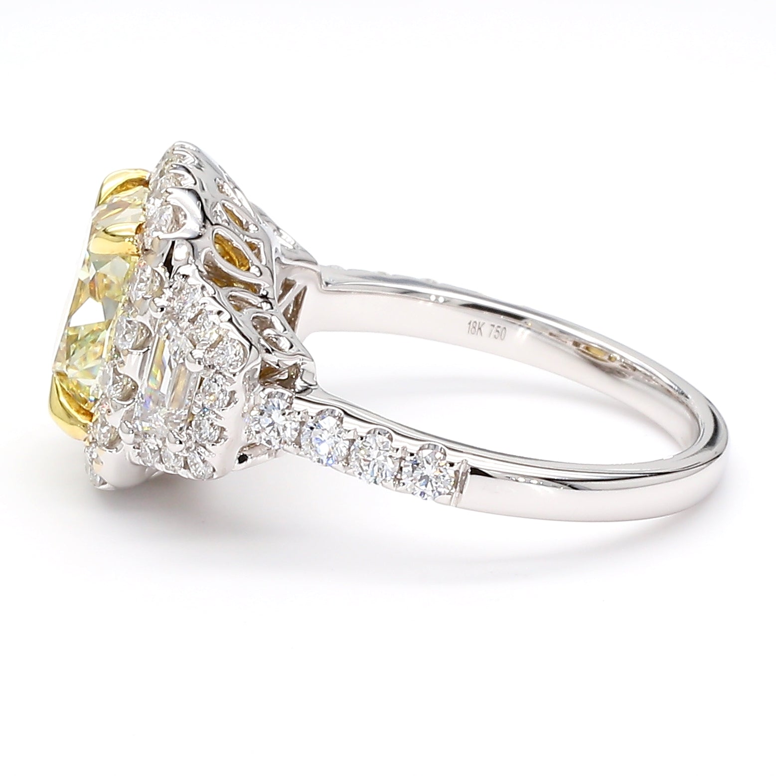 Natural Yellow Cushion Diamond Ring Gia Certified