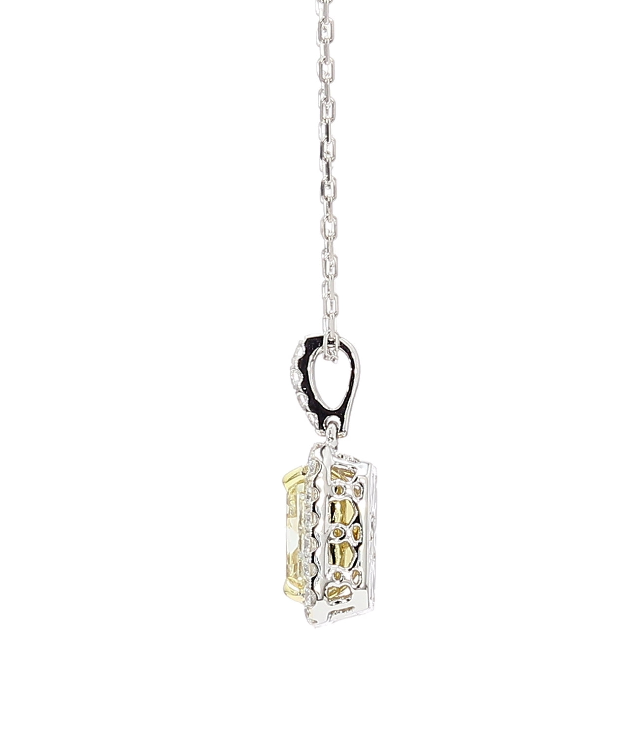 Natural Yellow Radiant Diamond Pendant Gia Certified
