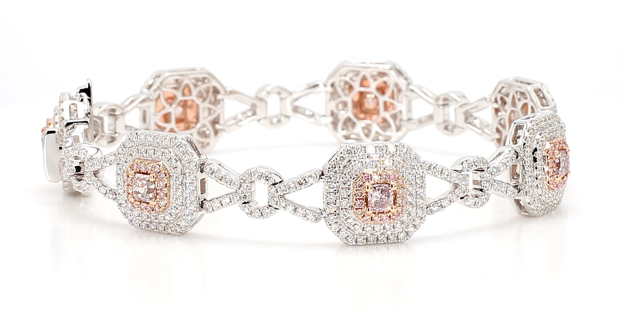 Natural Pink Radiant Diamond Bracelet Gia Certified