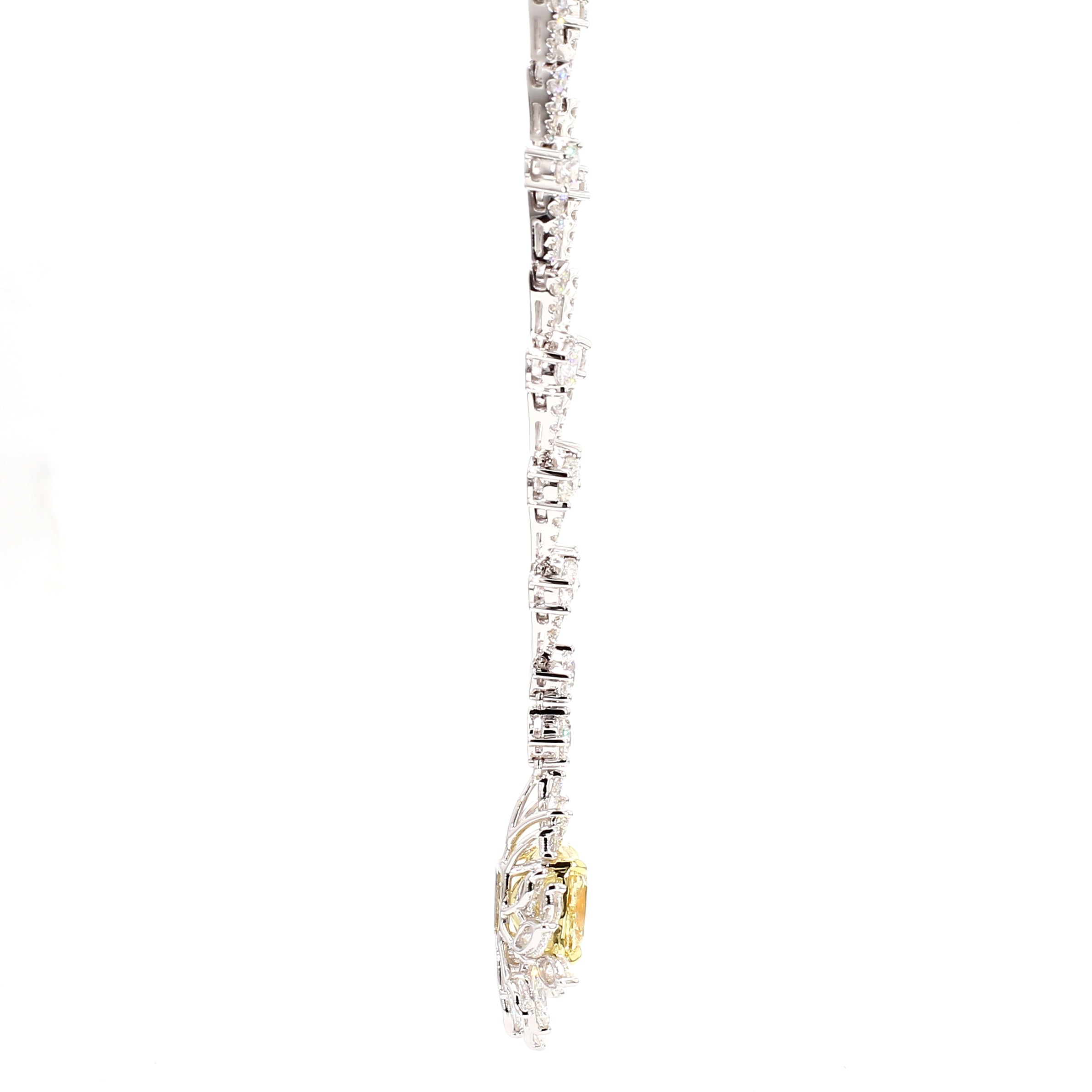 Natural Yellow Radiant Diamond Necklace Gia Certified