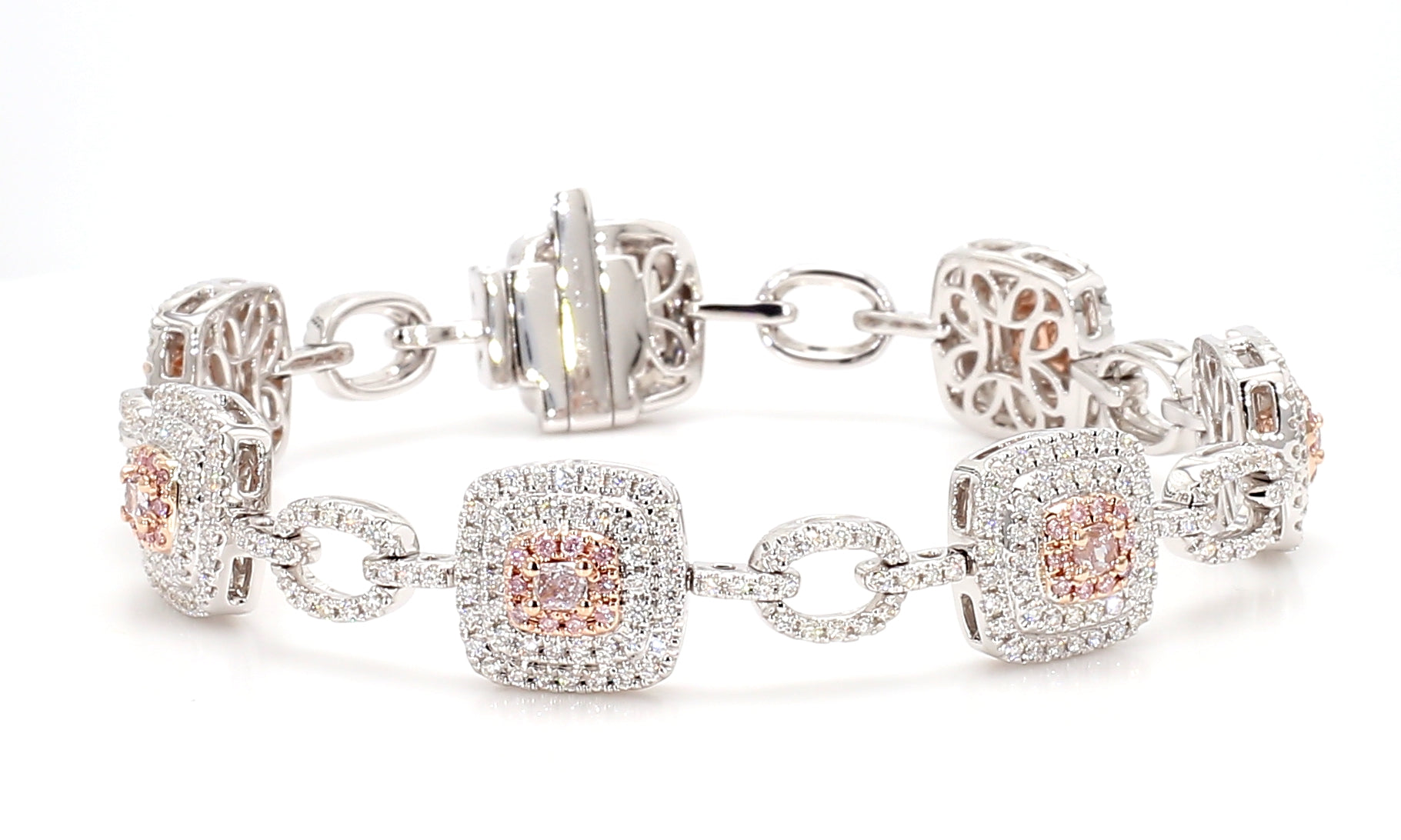 Natural Pink Cushion Diamond Bracelet Gia Certified
