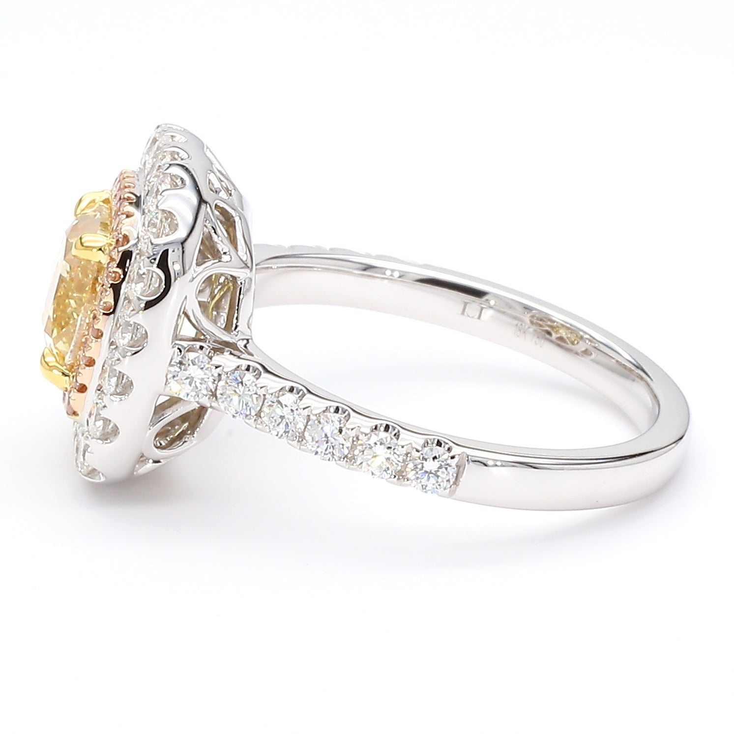 Natural Yellow Cushion Diamond Ring Gia Certified