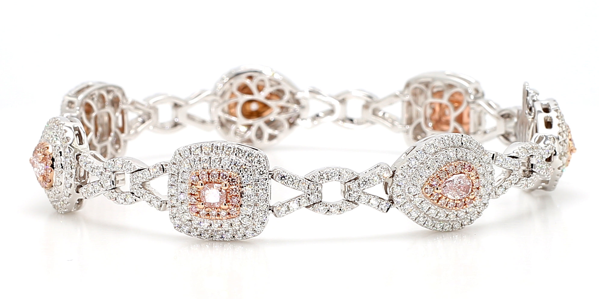 Natural Pink Cushion Diamond Bracelet Gia Certified