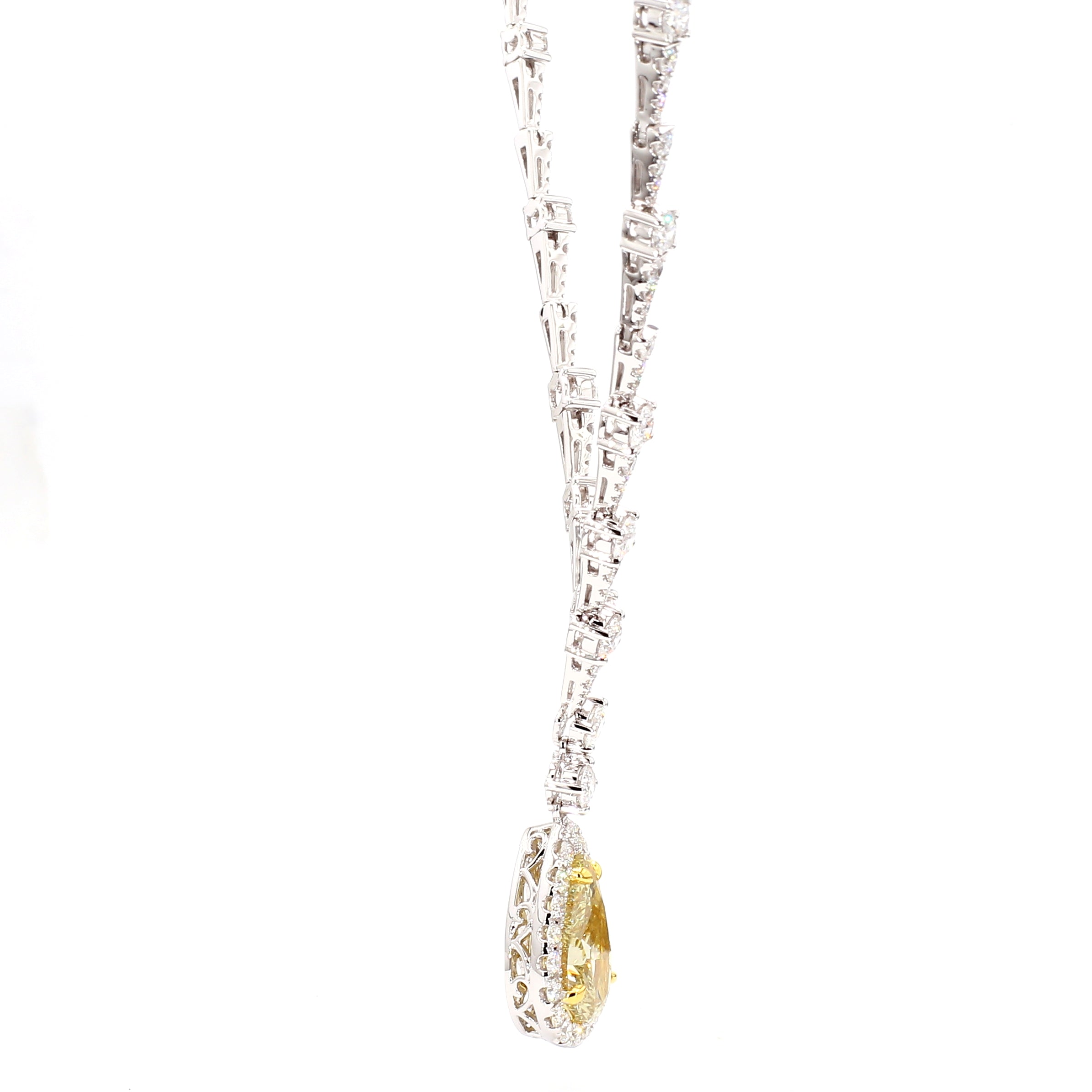 Natural Green Pear Diamond Necklace Gia Certified