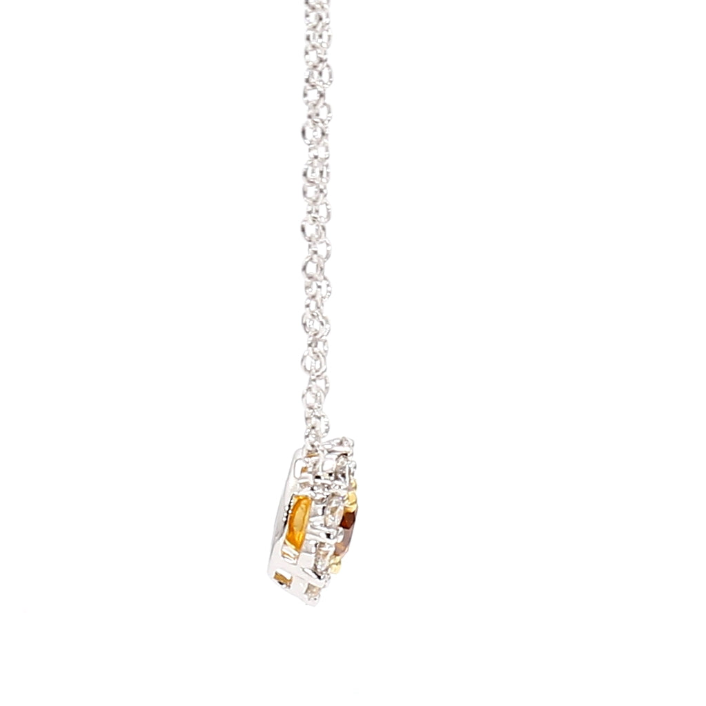 Natural Orange Round Diamond Necklace | GIA Certified