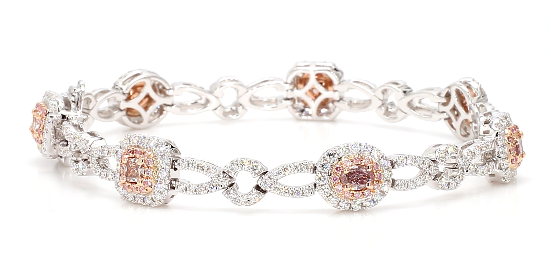 Natural Pink Cushion Diamond Bracelet Gia Certified