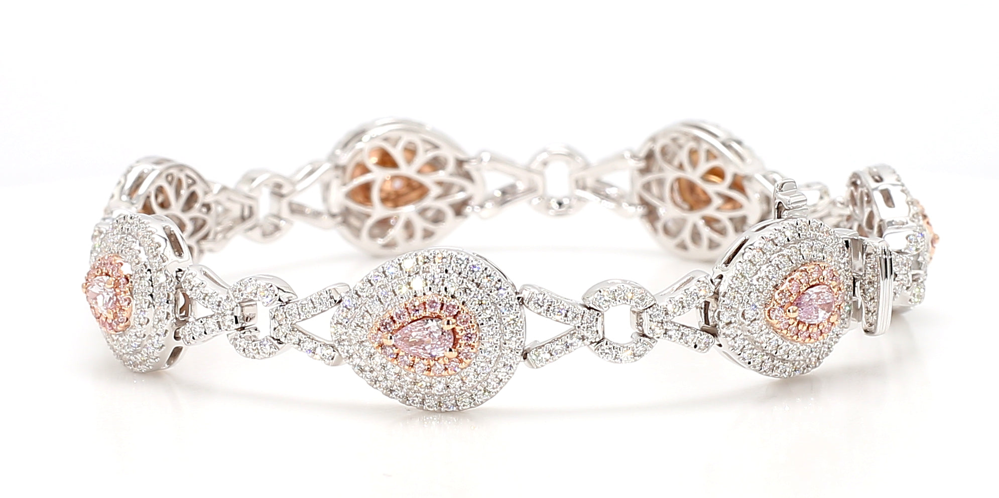 Natural Pink Pear Diamond Bracelet Gia Certified