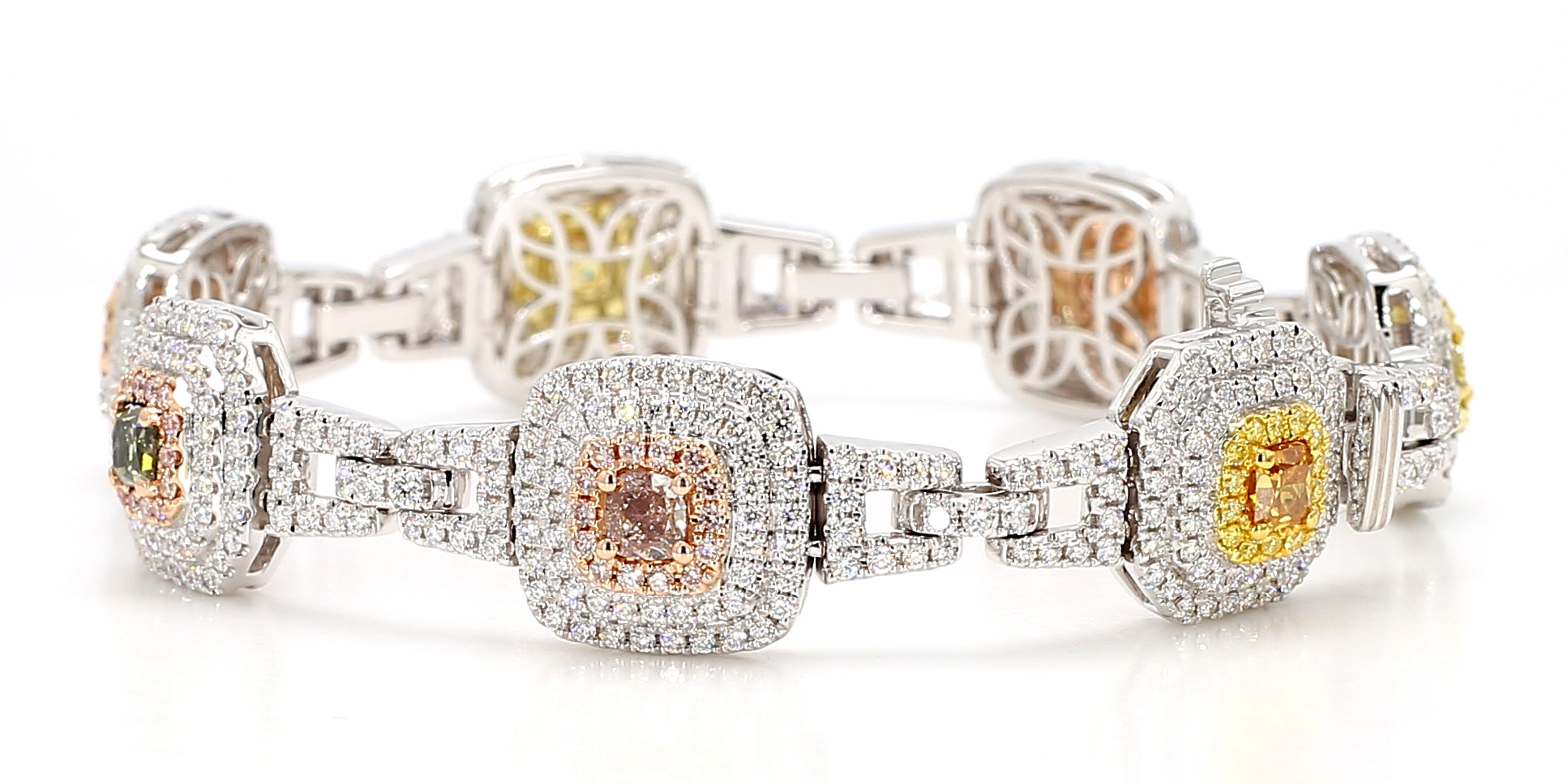 Natural Green Cushion Diamond Bracelet Gia Certified