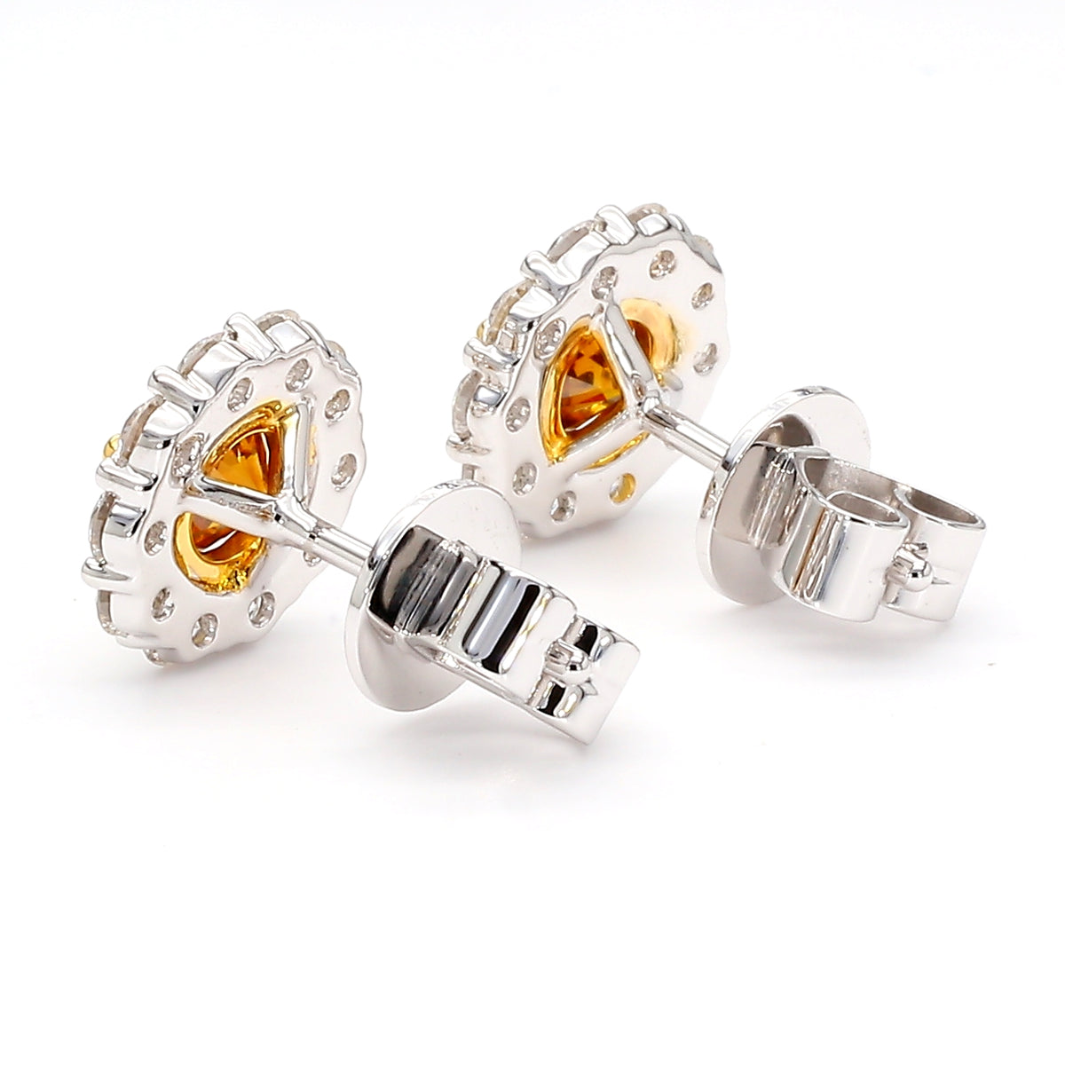 Natural Orange Round Diamond Earring | GIA Certified