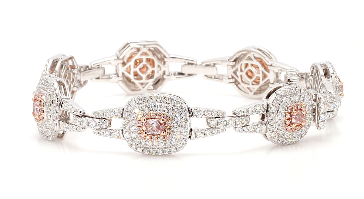 Natural Orange Cushion Diamond Bracelet | GIA Certified