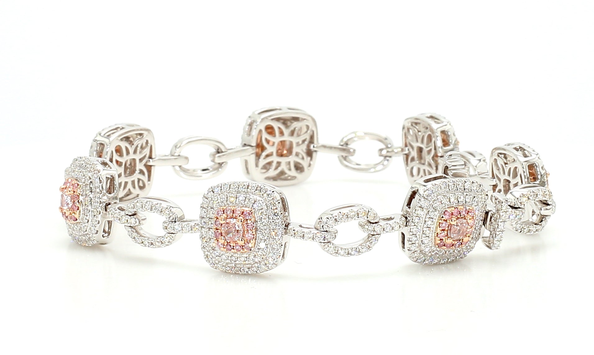 Natural Pink Cushion Diamond Bracelet Gia Certified
