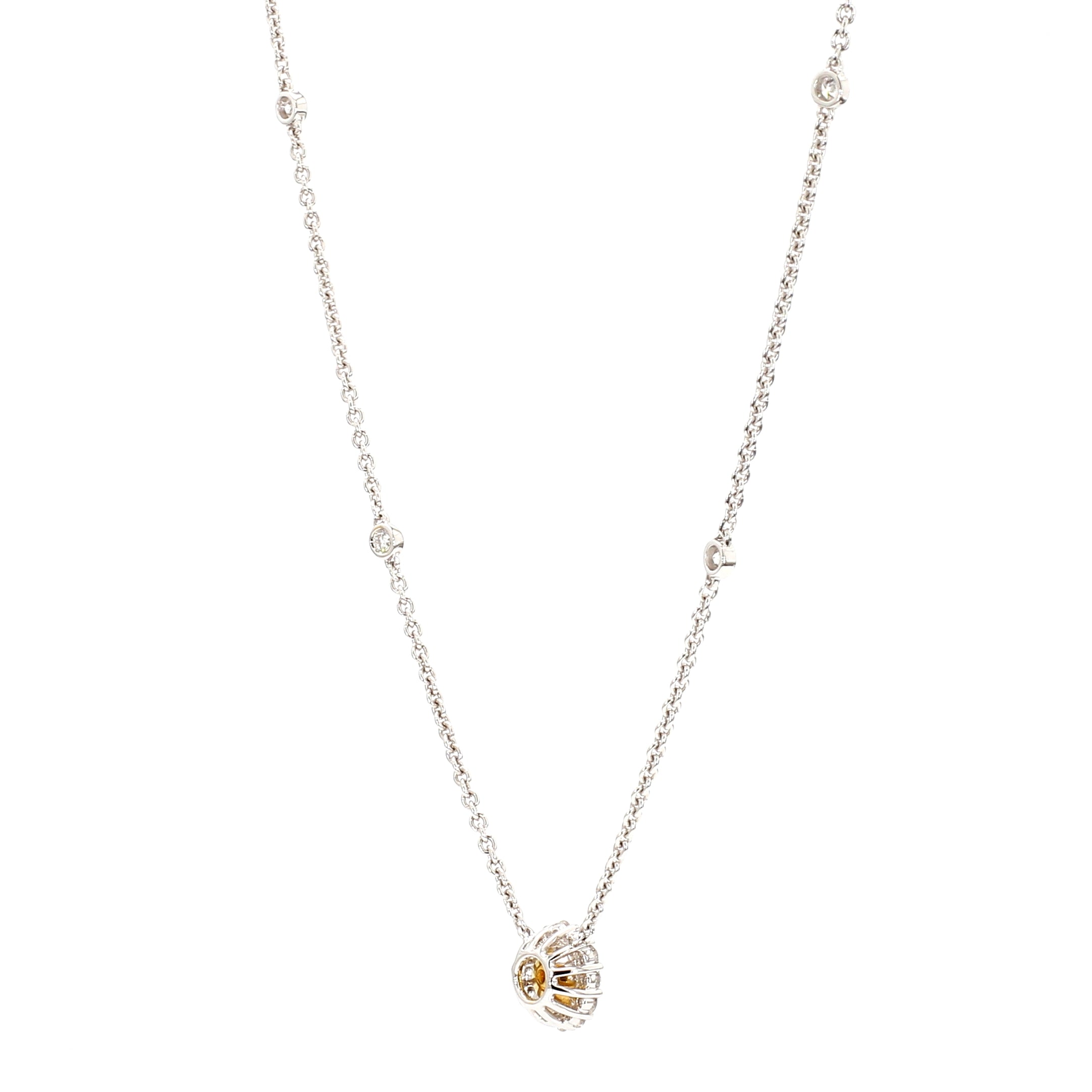Natural Yellow Round Diamond Necklace Gia Certified