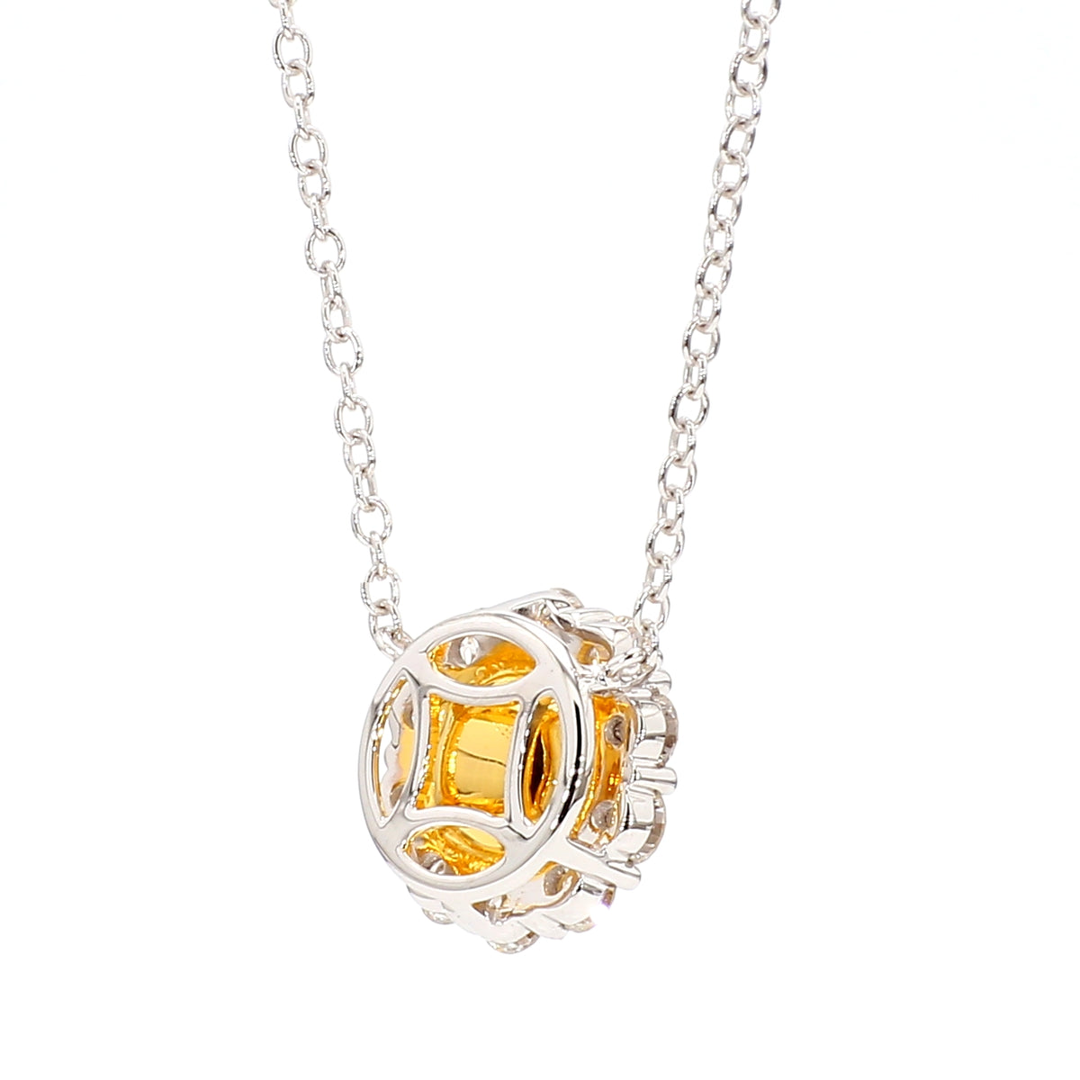 Natural Orange Round Diamond Necklace | GIA Certified