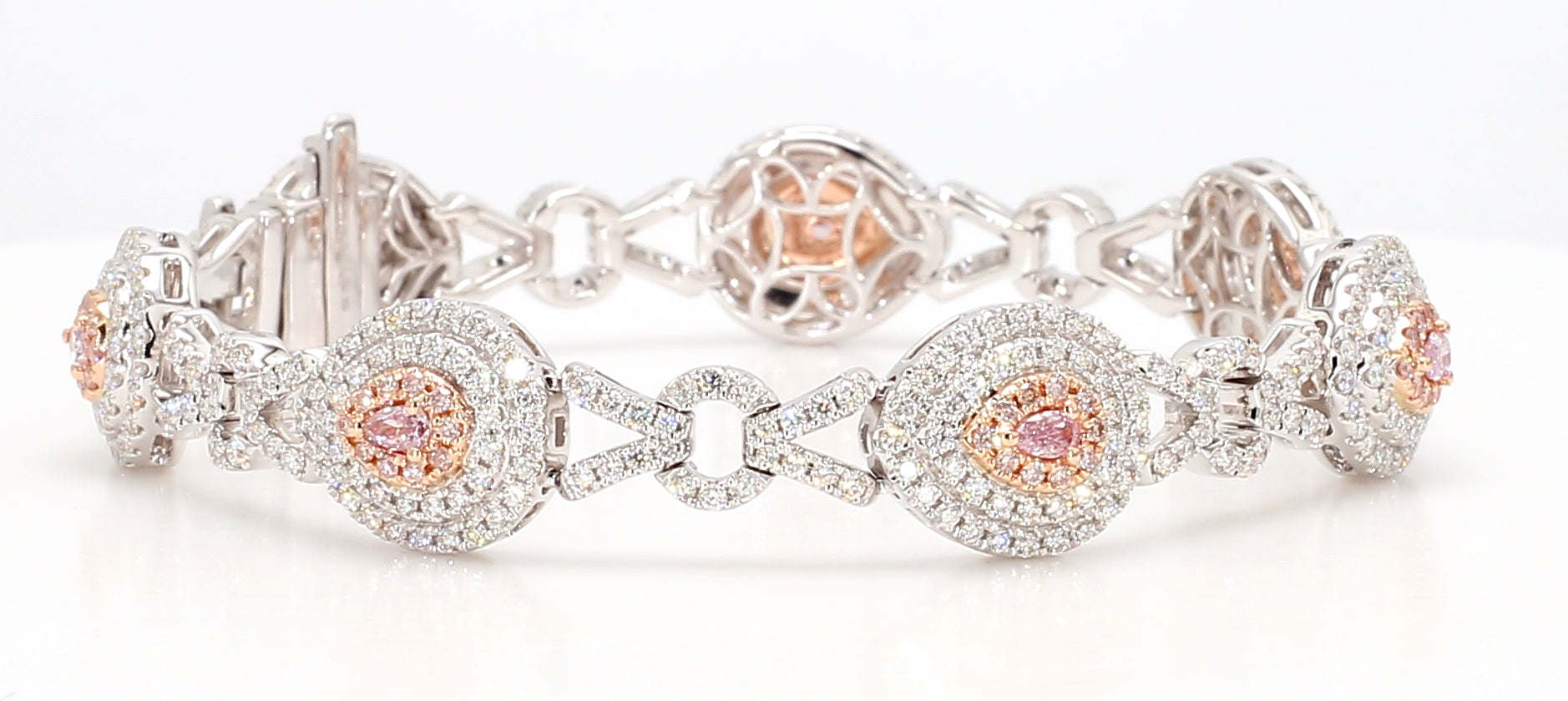 Natural Pink Pear Diamond Bracelet Gia Certified