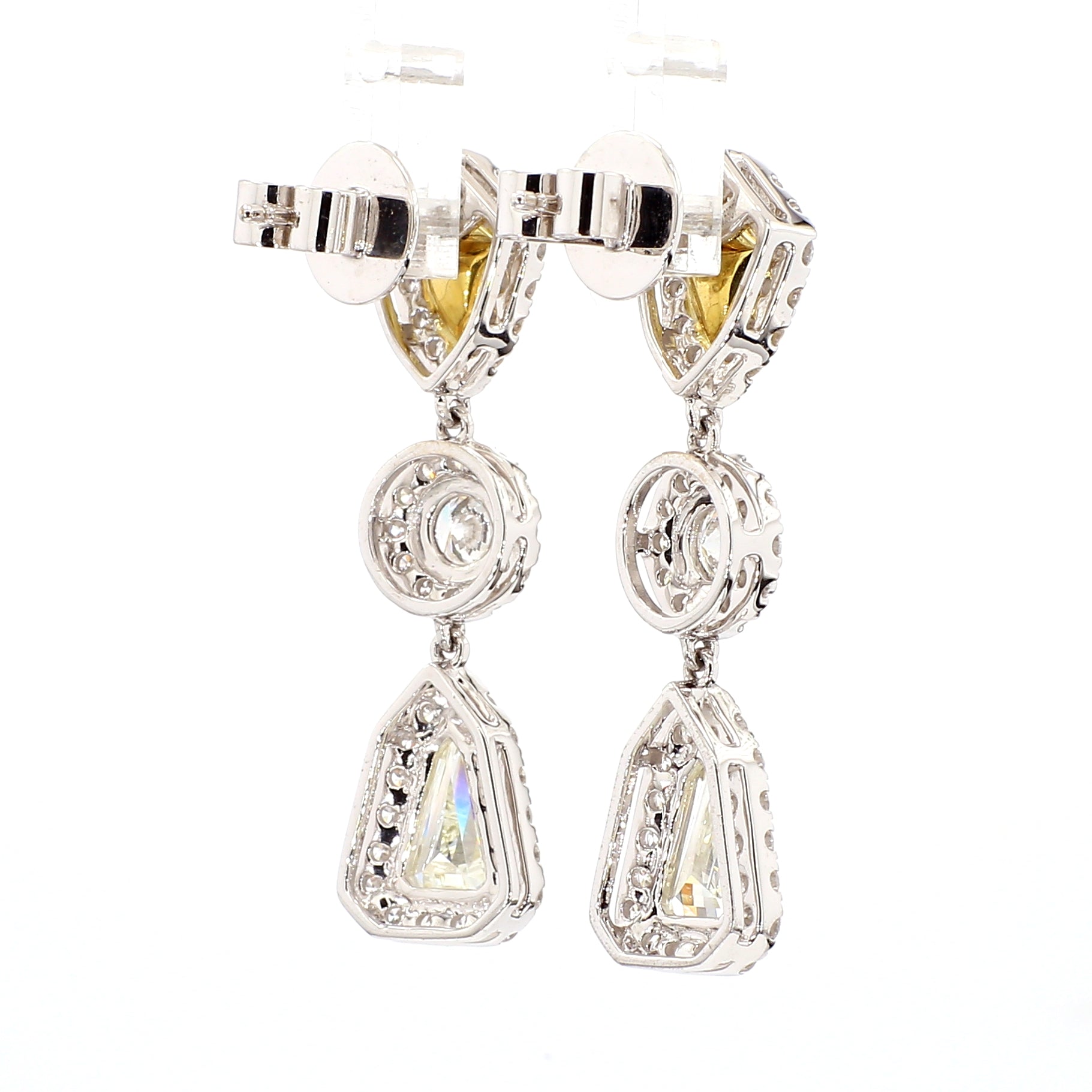 Natural White Shield Diamond Earring Gia Certified