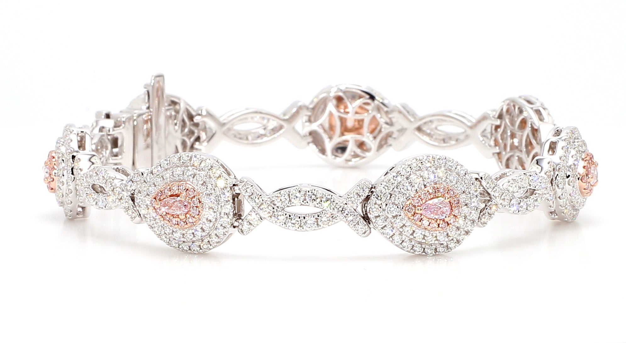 Natural Pink Pear Diamond Bracelet Gia Certified
