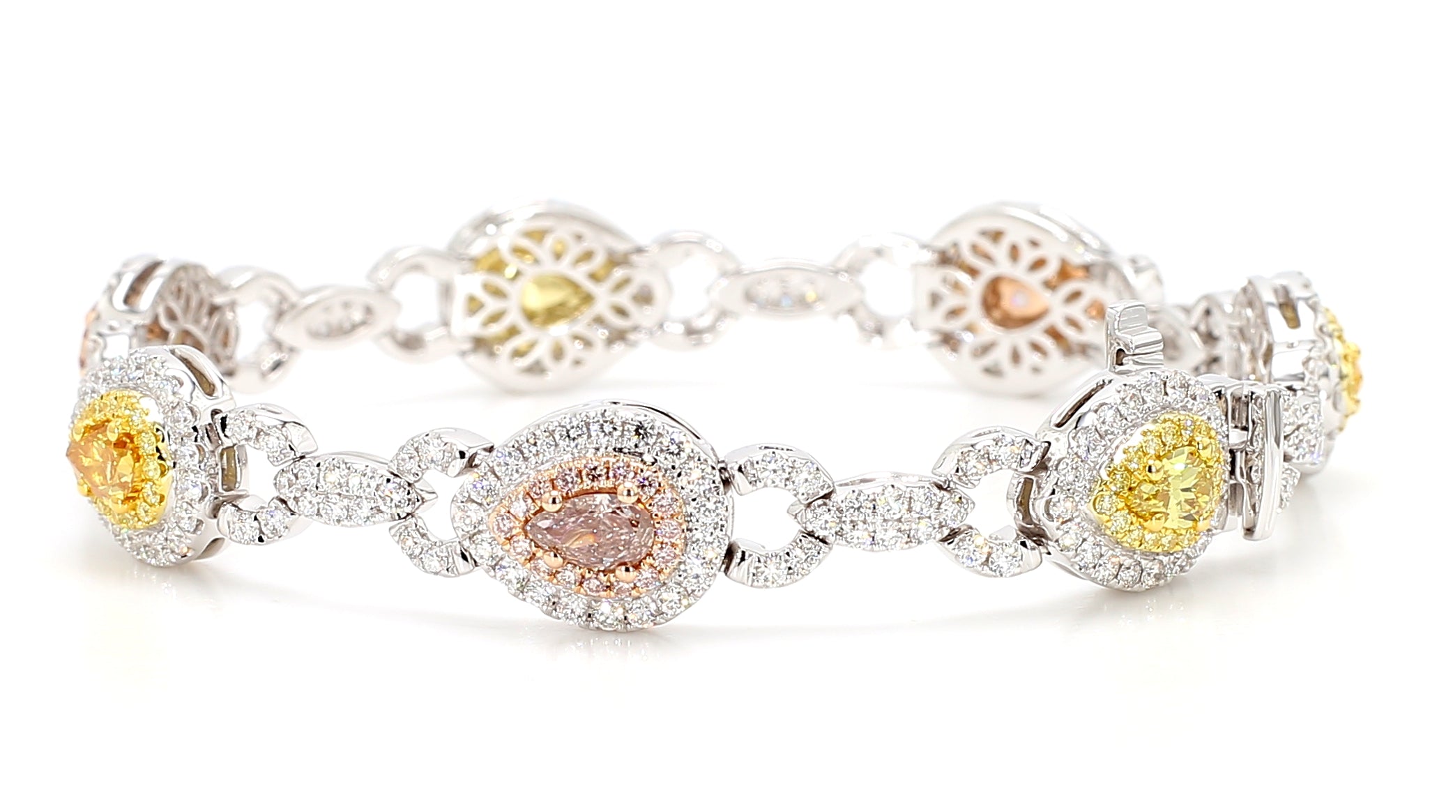 Natural Pink Pear Diamond Bracelet Gia Certified