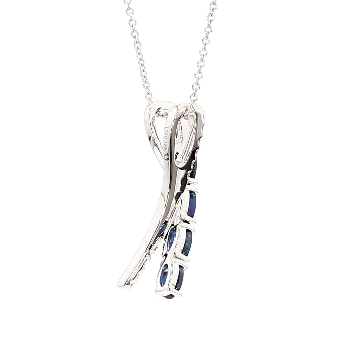 Natural Blue Oval Sapphire & White Diamond PENDANT