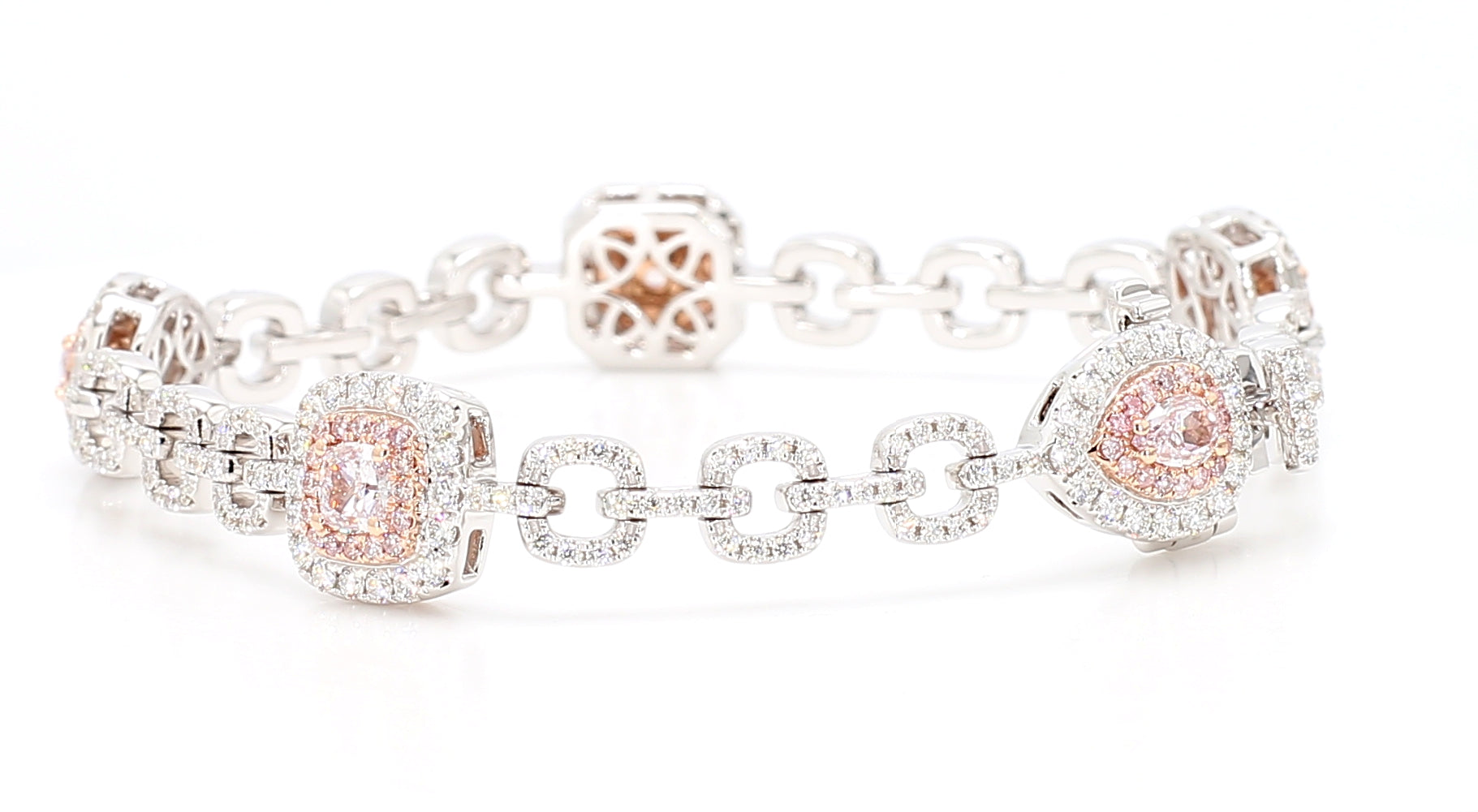 Natural Pink Cushion Diamond Bracelet Gia Certified