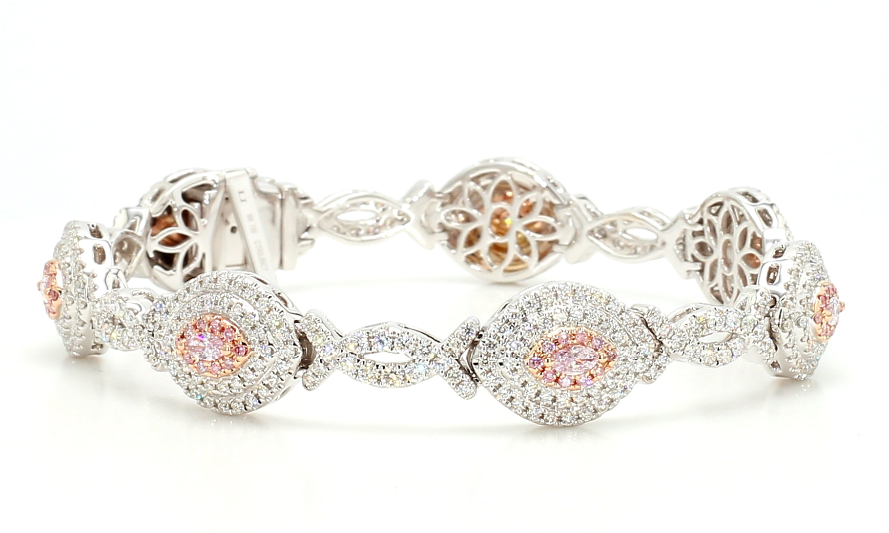 Natural Pink Marquise Diamond Bracelet Gia Certified