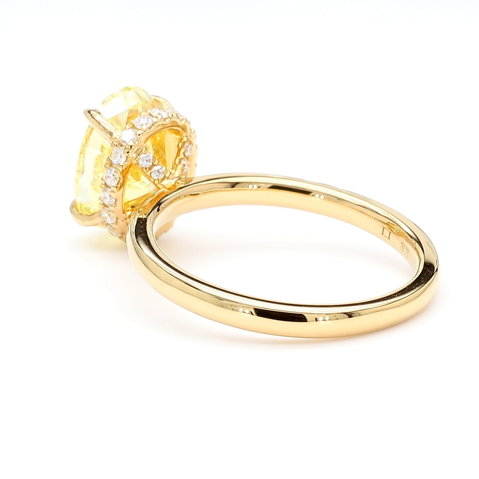 Natural Yellow Oval Diamond Hidden Halo Ring | GIA CERTIFIED