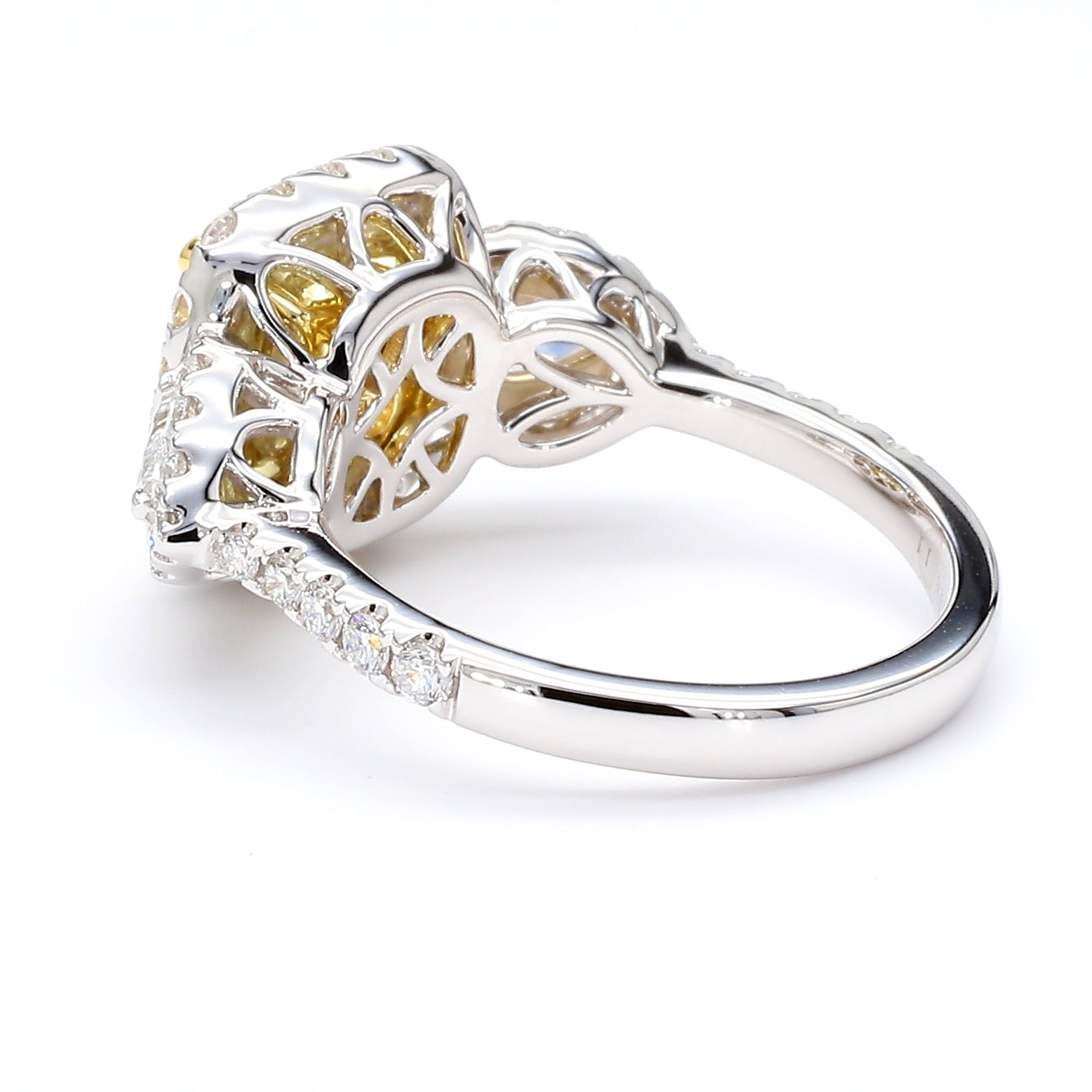 Natural Yellow Cushion Diamond Ring Gia Certified