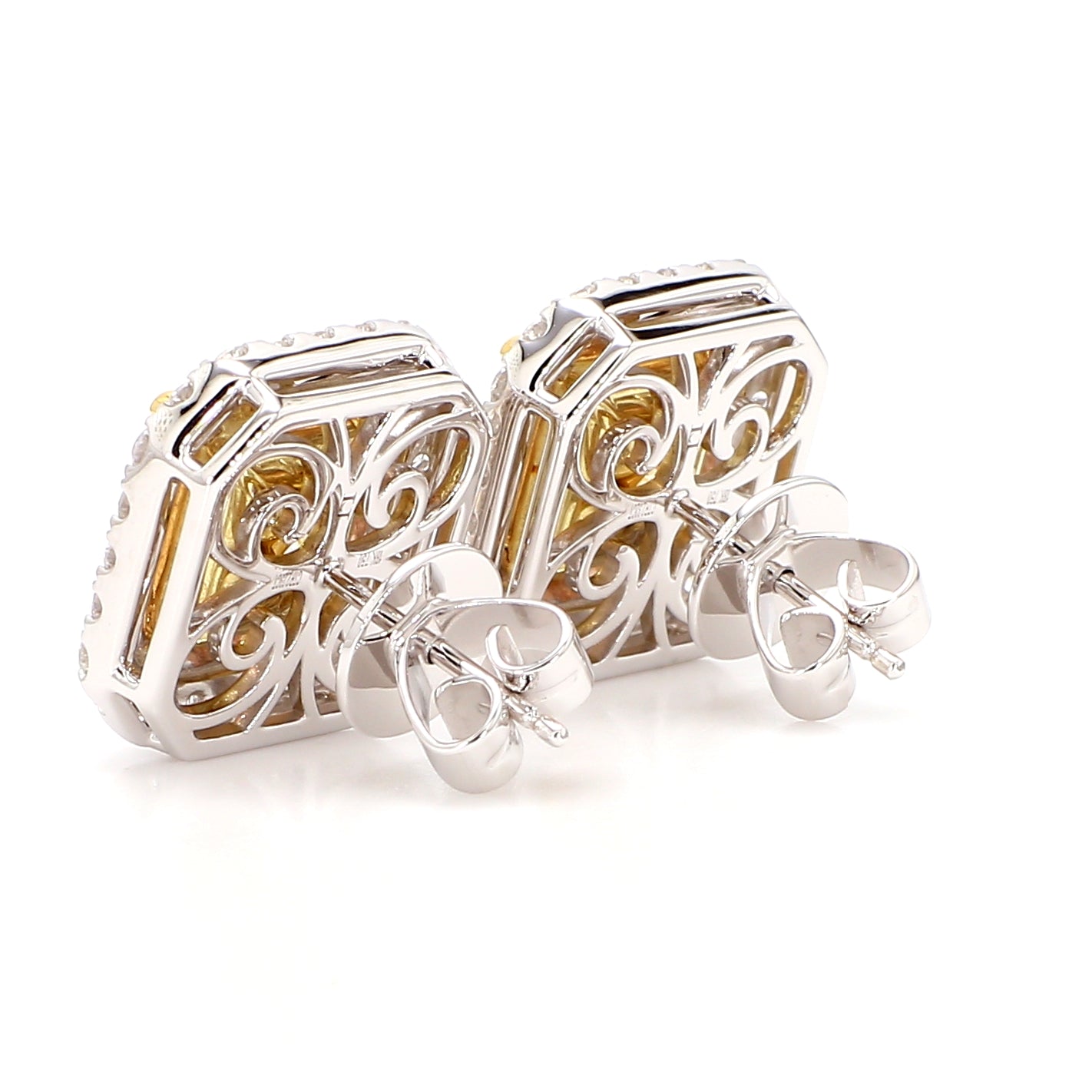 Natural Yellow Radiant Diamond Earring Gia Certified