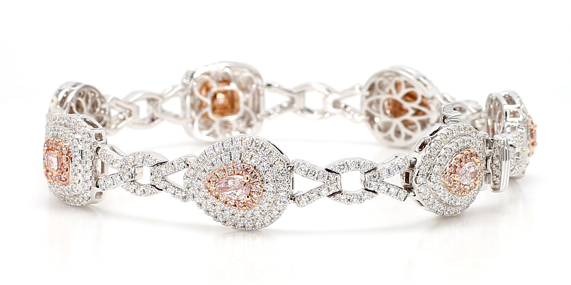 Natural Pink Cushion Diamond Bracelet Gia Certified