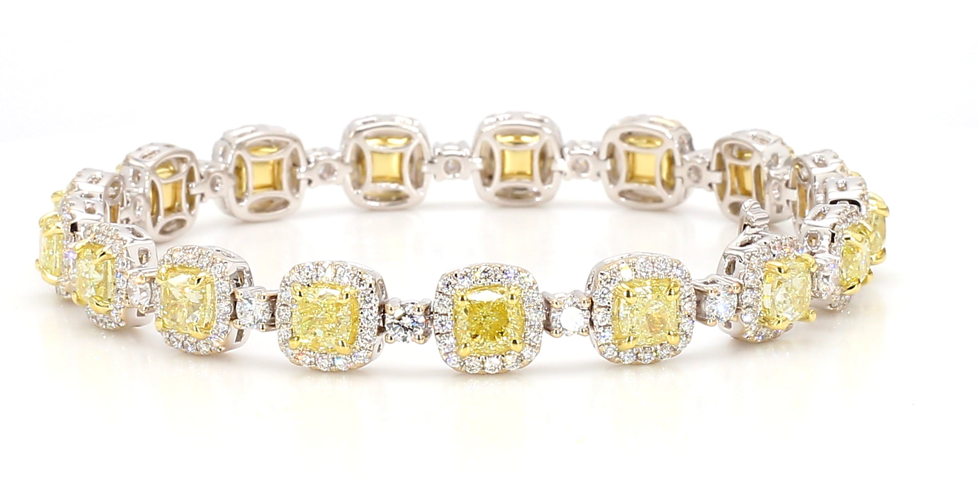 Natural Yellow Cushion Diamond Bracelet Gia Certified