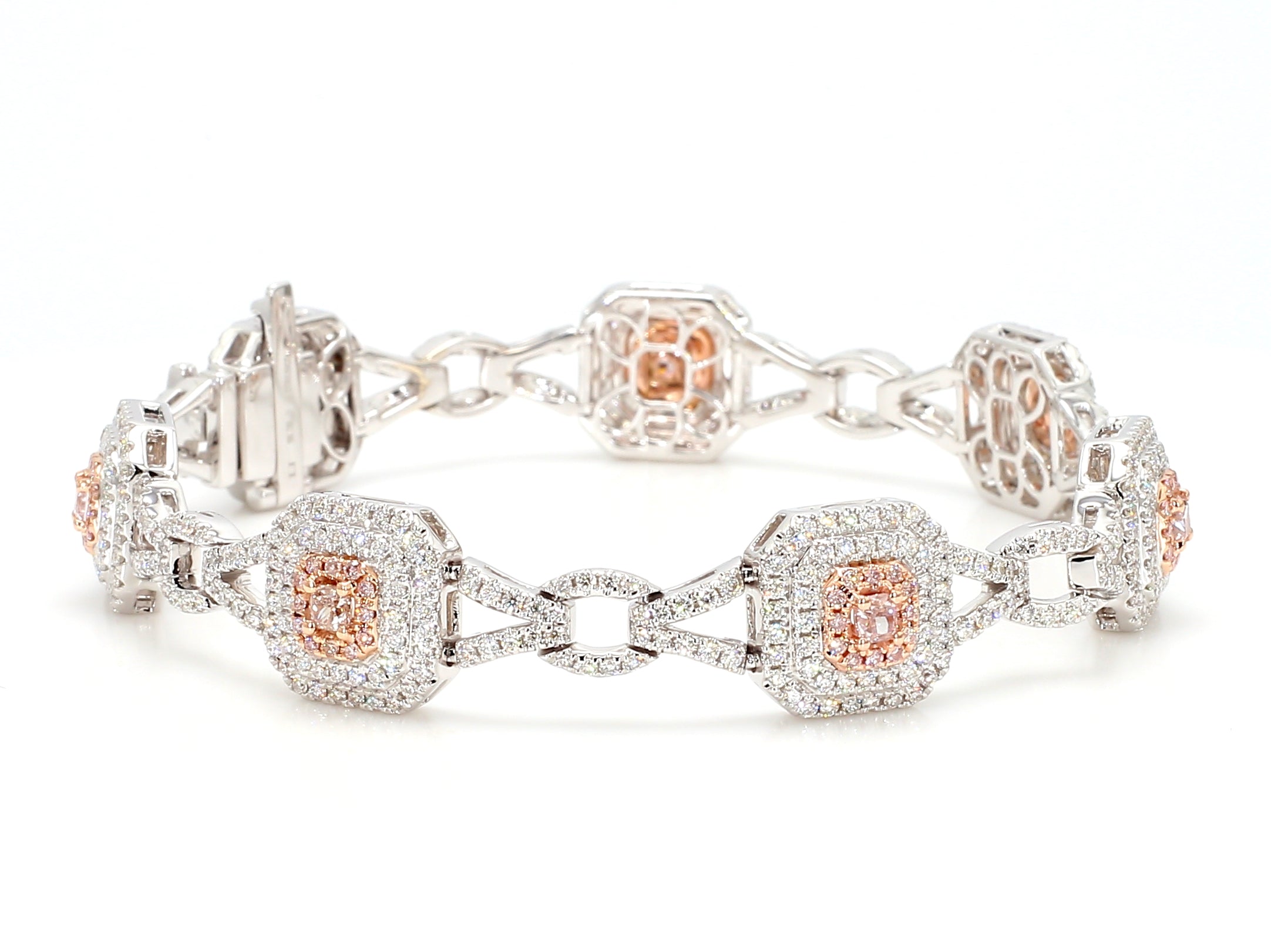 Natural Pink Cushion Diamond Bracelet Gia Certified