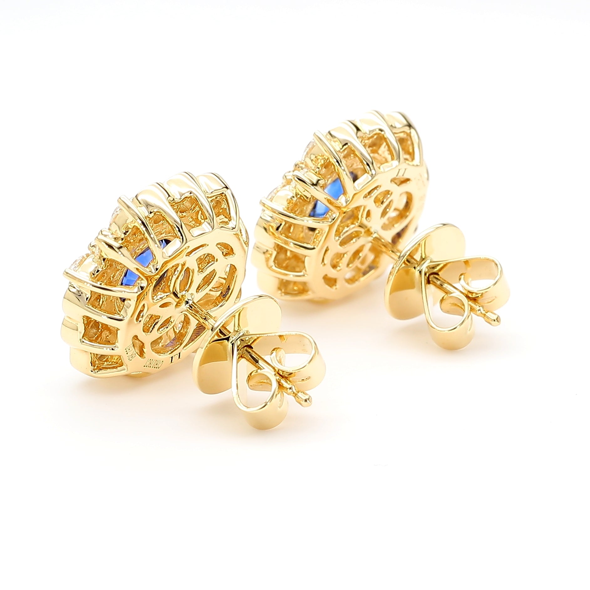 Natural Blue Oval Sapphire & White Diamond EARRING