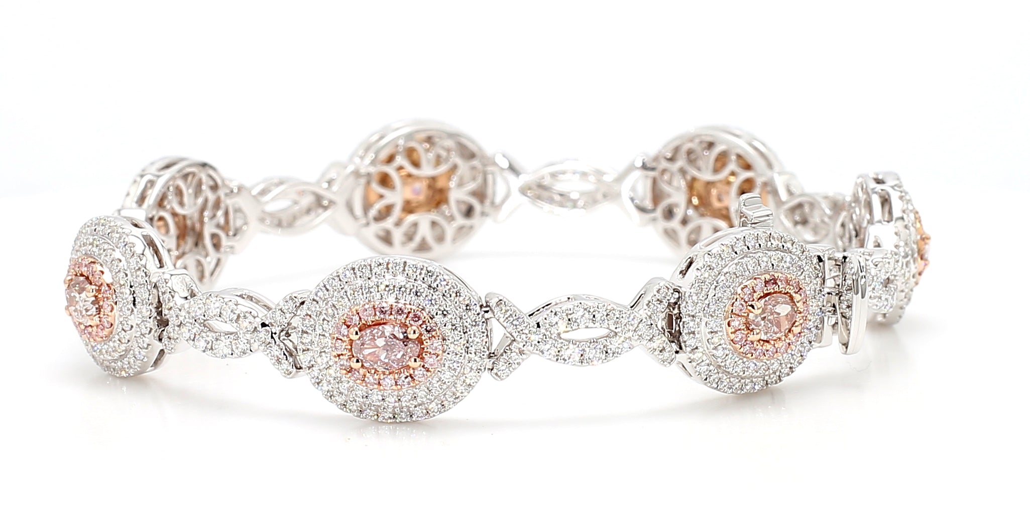 Natural Pink Oval Diamond Bracelet Gia Certified