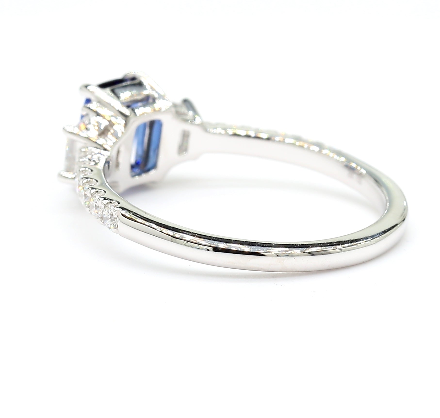 Natural Blue Cushion Sapphire & White Diamond Ring product image 4