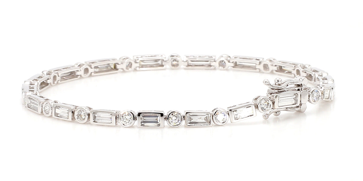 Natural White Baguette Diamond Bracelet