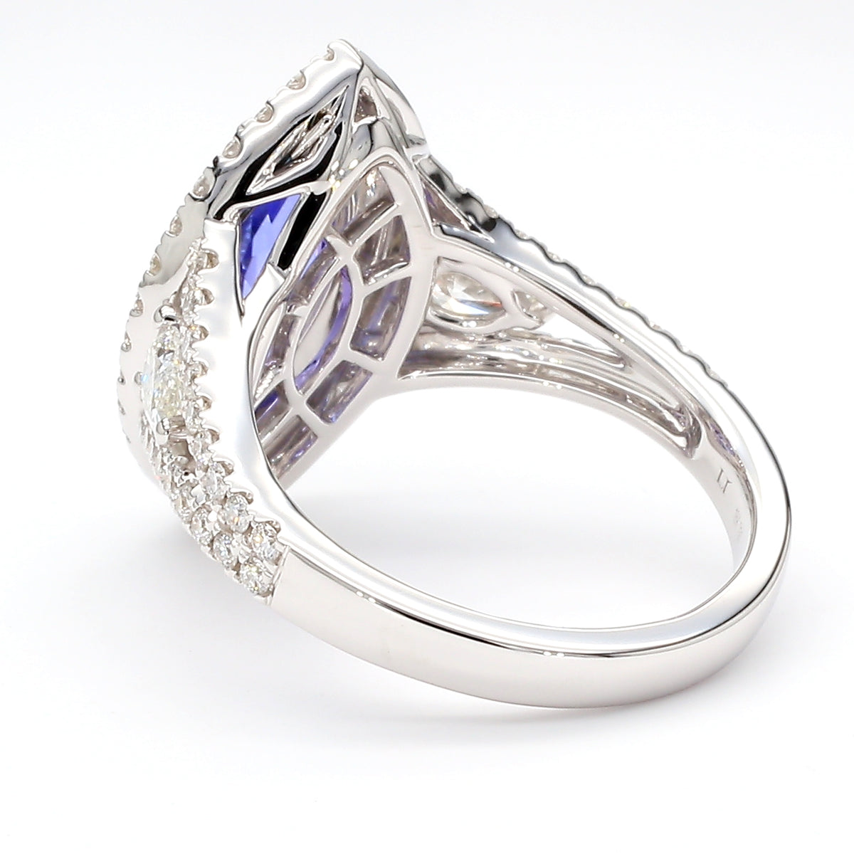 Natural Marquise Tanzanite & White Diamond Ring