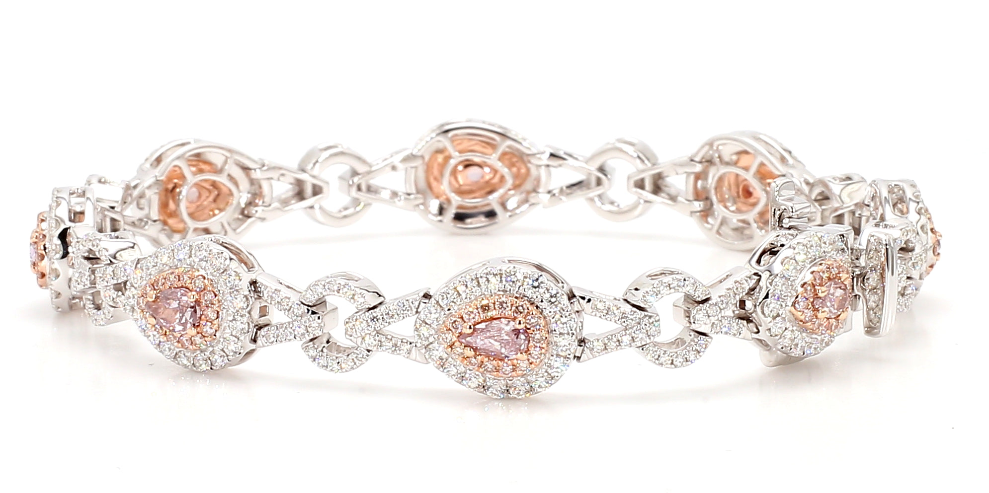 Natural Pink Pear Diamond Bracelet Gia Certified