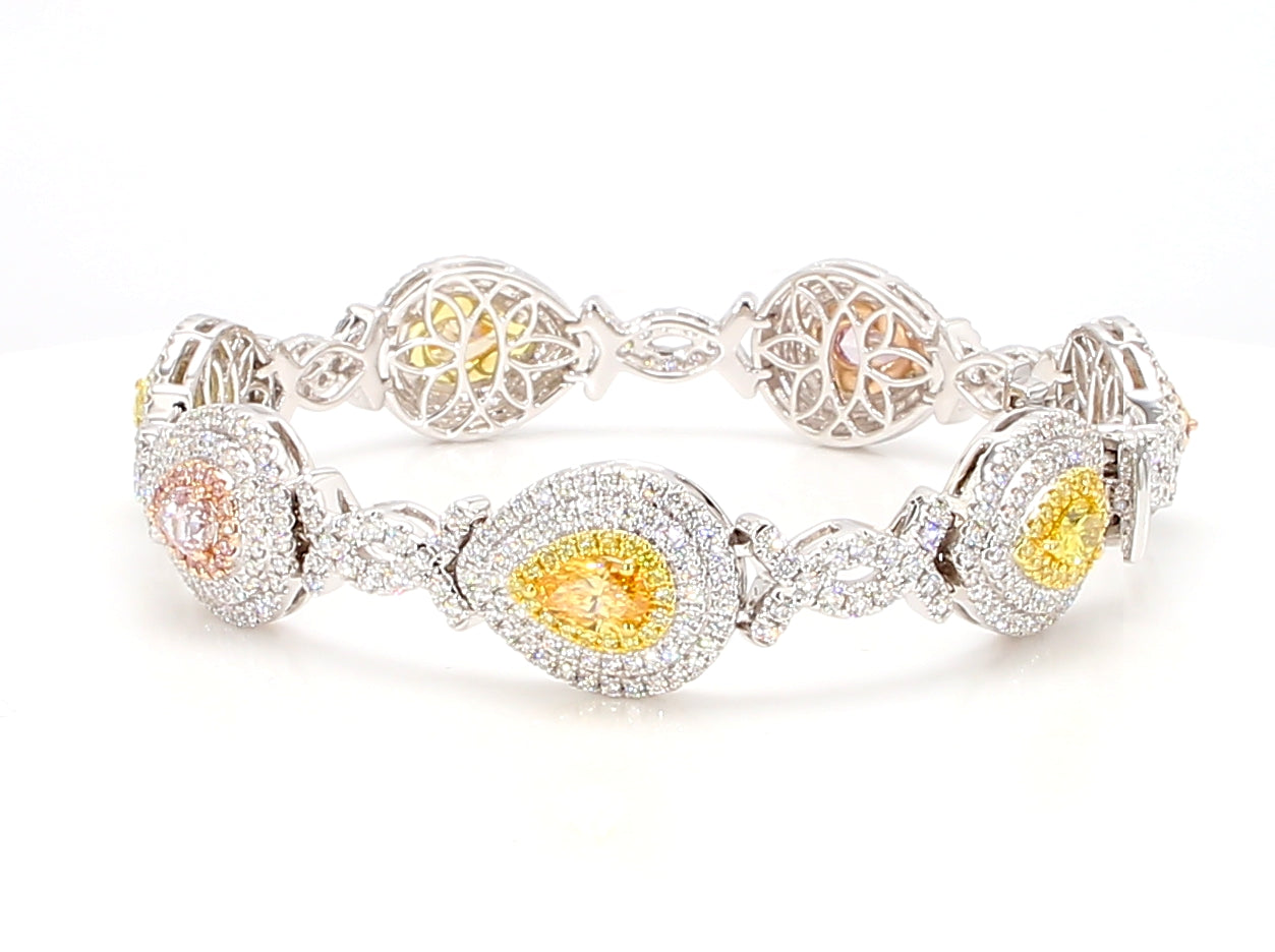 Natural Orange Pear Diamond Bracelet Gia Certified