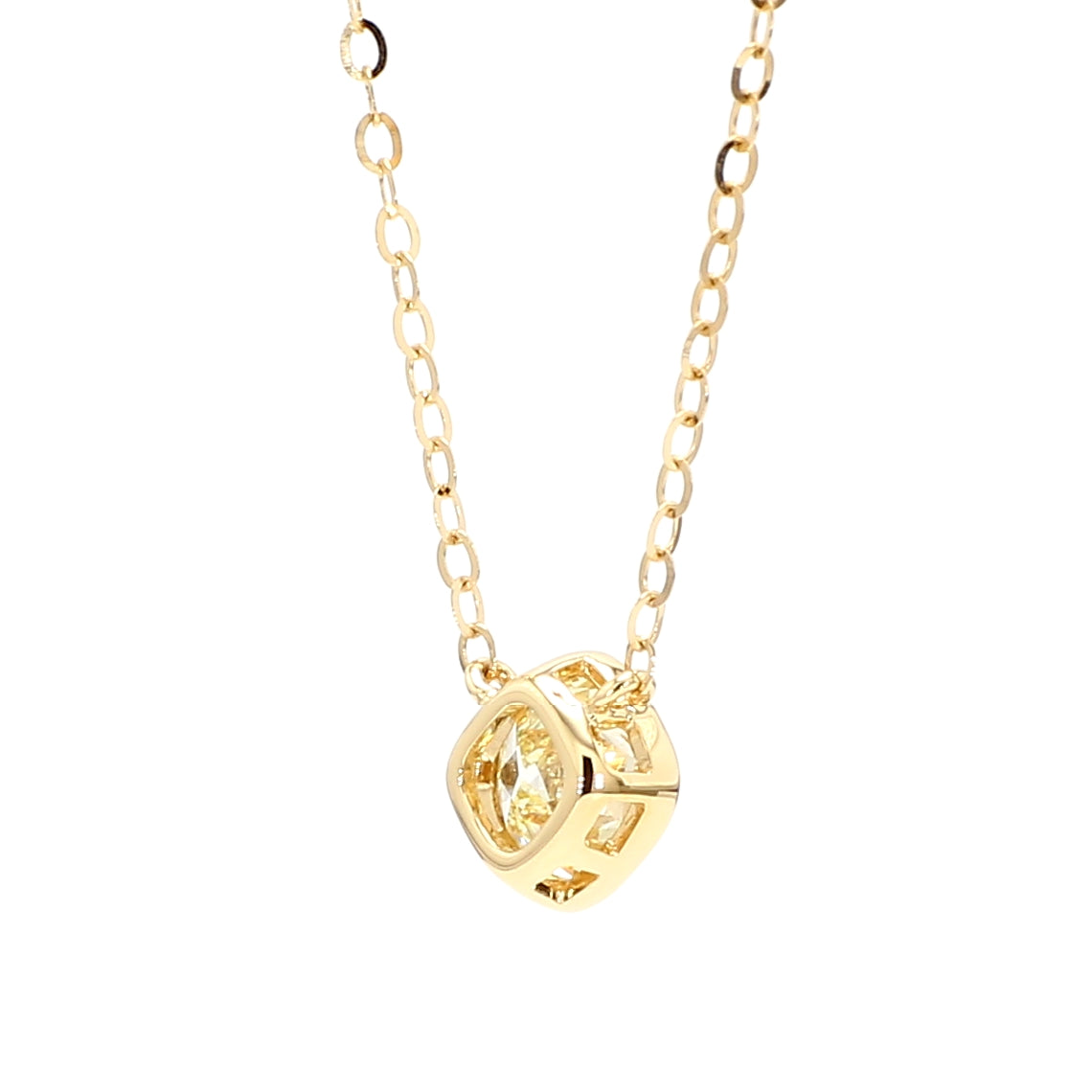 Natural Yellow Cushion Diamond Necklace Gia Certified