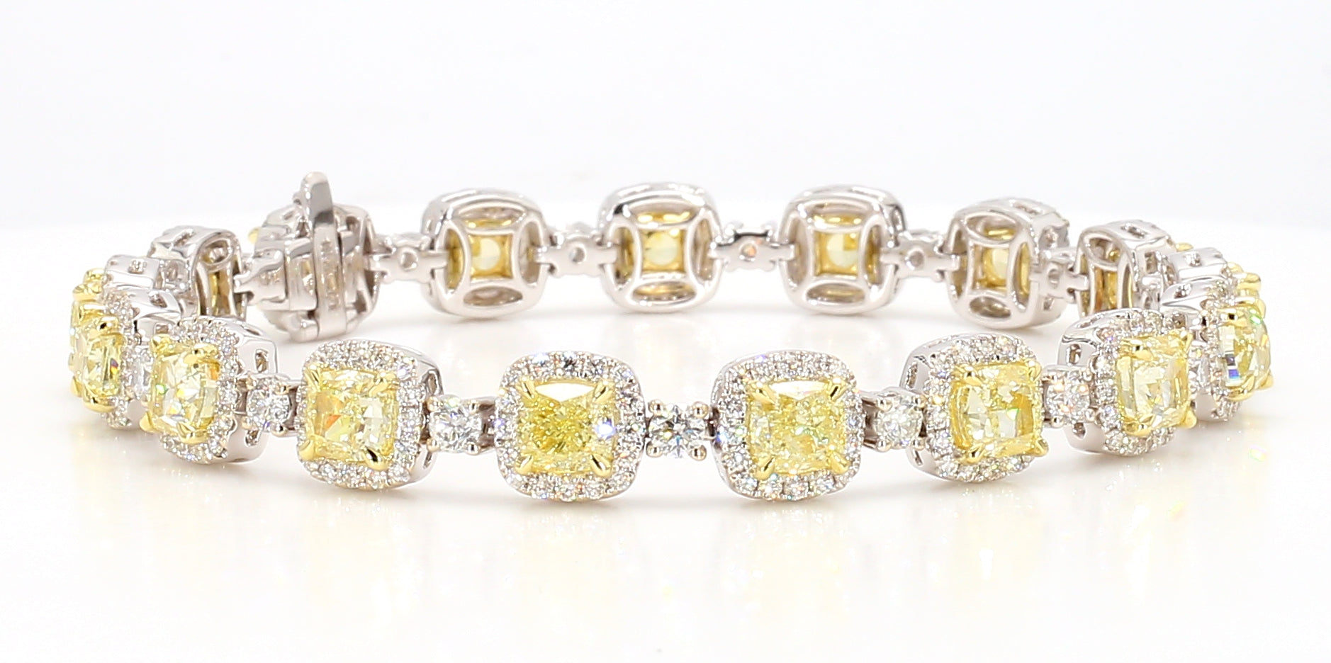 Natural Yellow Cushion Diamond Bracelet Gia Certified