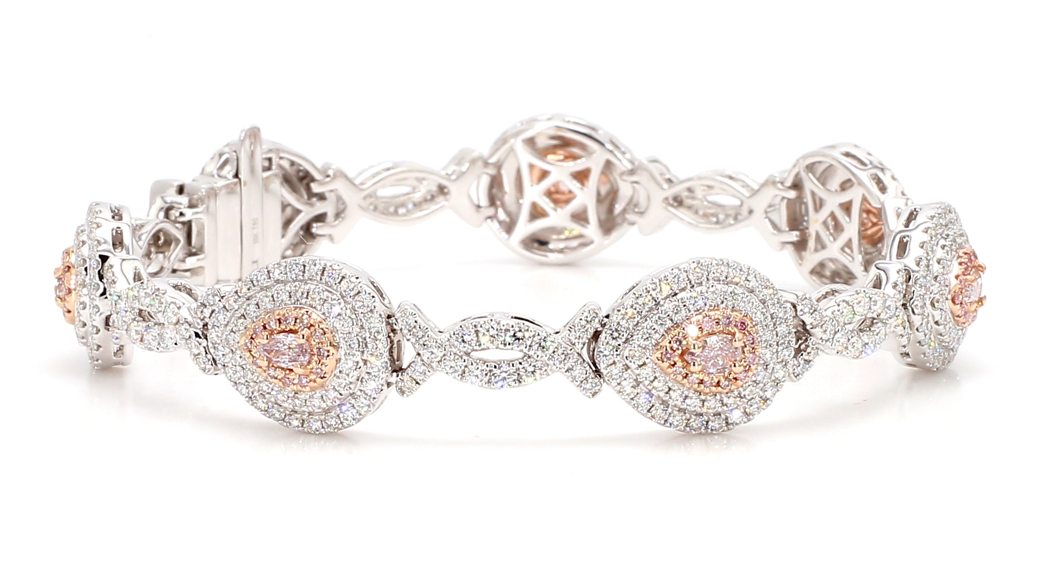 Natural Pink Pear Diamond Bracelet Gia Certified